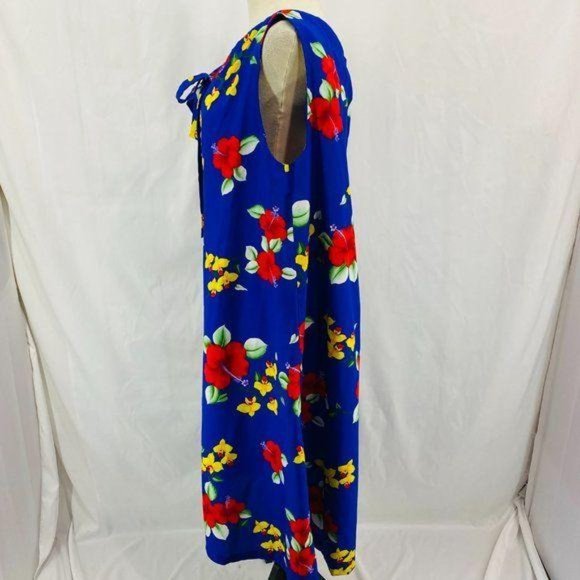 Vintage Hawaiian Made Tie Neck Midi Dress - Picture 3 of 8